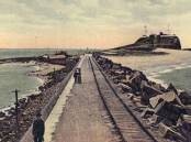 A postcard of the "public promenade" of Nobbys breakwater that features in the film. Picture supplied 