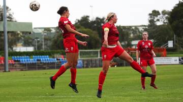 Centre-backs Madi Gallegos and Kalista Hunter will have an important role to play as Broadmeadow target three points against Charlestown on Saturday. Picture by Peter Lorimer
