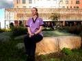 University of Newcastle midwifery student Paige Smith at Maitland Hospital post-shift. Picture by Peter Lorimer